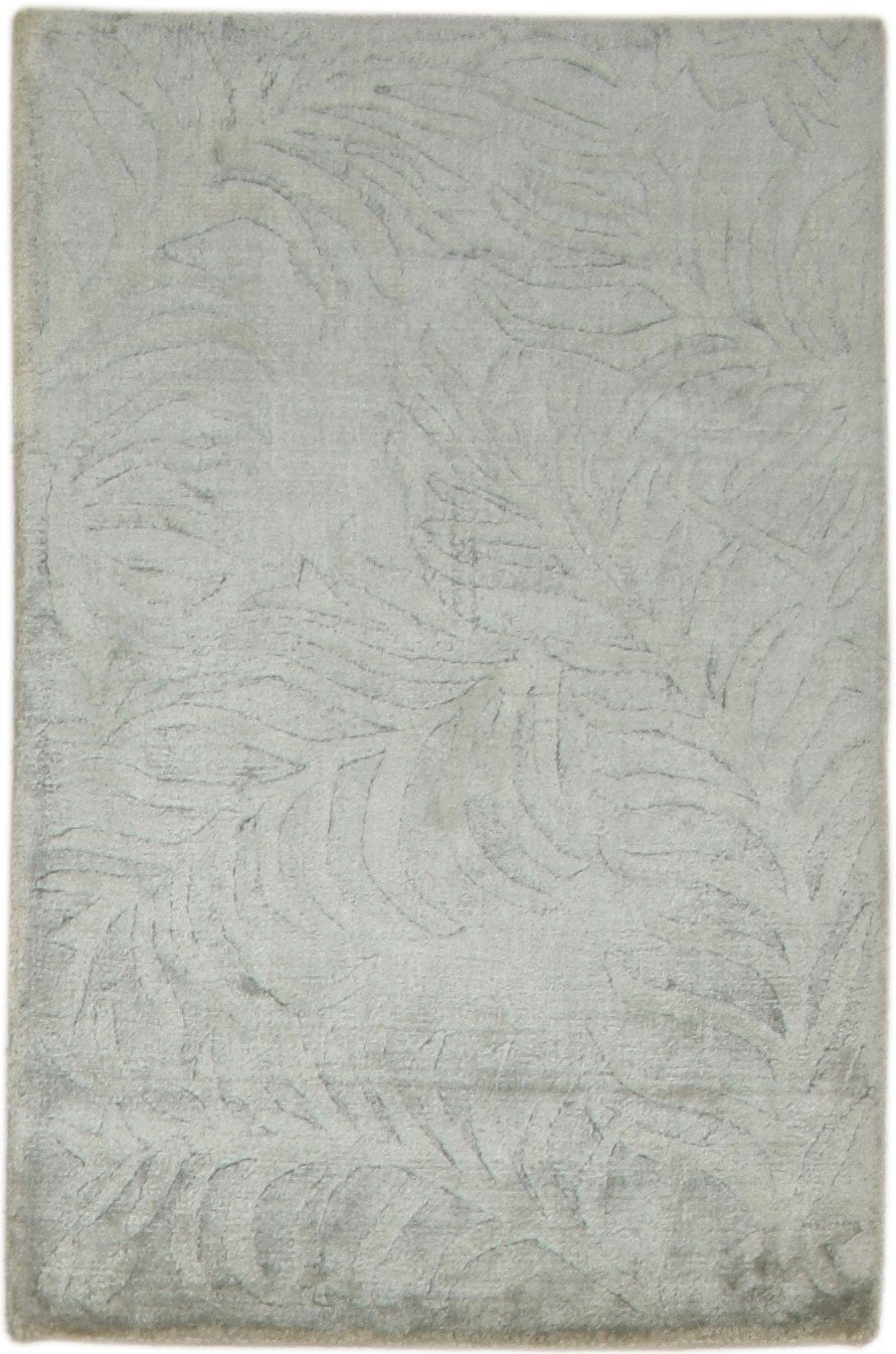 2' X 3' Rug Silk Grey Modern Handloom French Floral Small Carpet   7860698284181