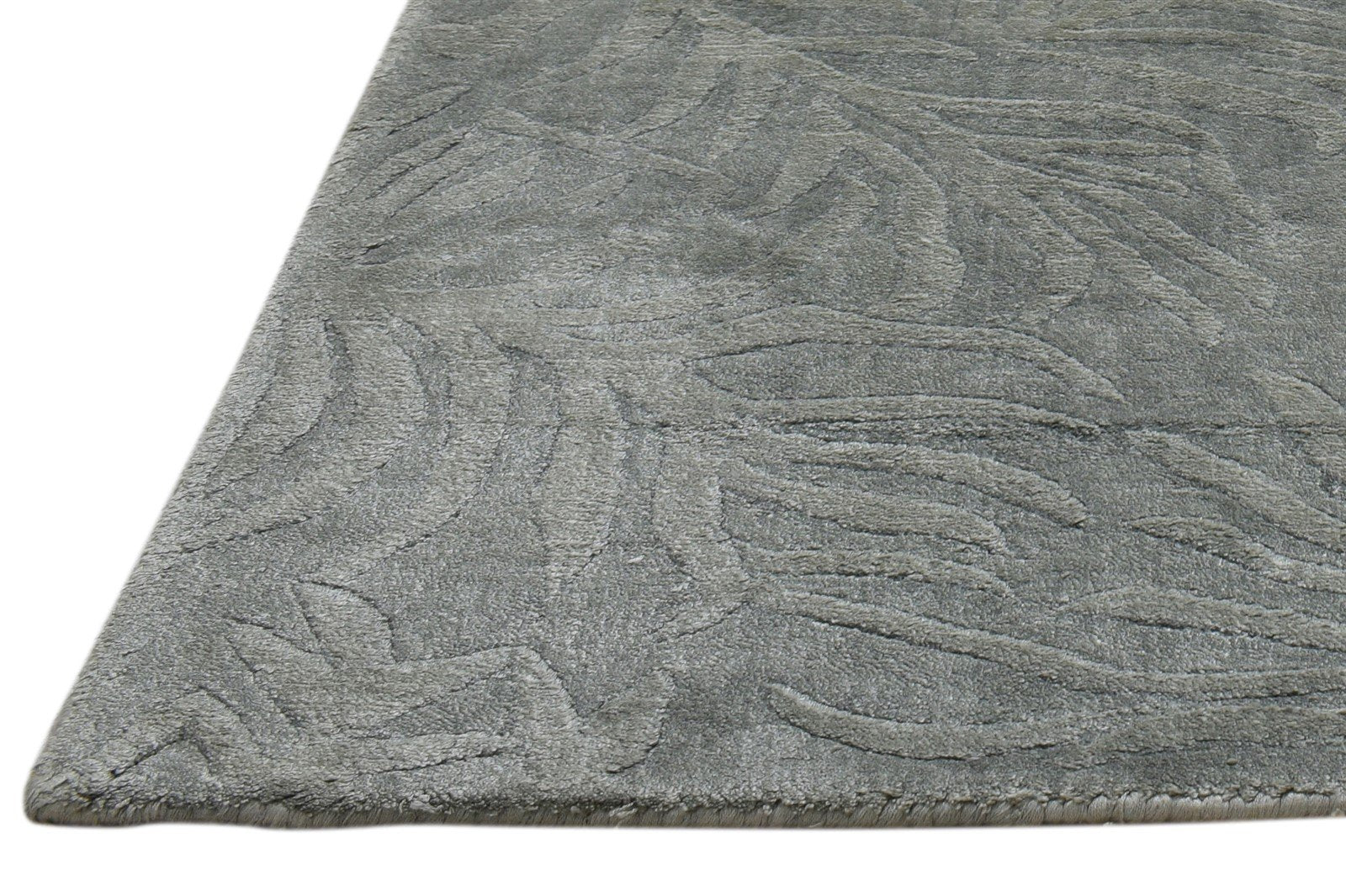 2' X 3' Rug Silk Grey Modern Handloom French Floral Small Carpet   7860698284181