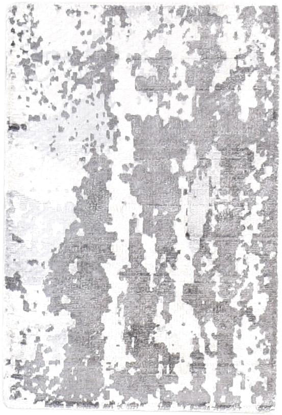 2' X 3' Rug Silk Grey Modern Handloom Scandinavian Abstract Small Carpet   7865138380949