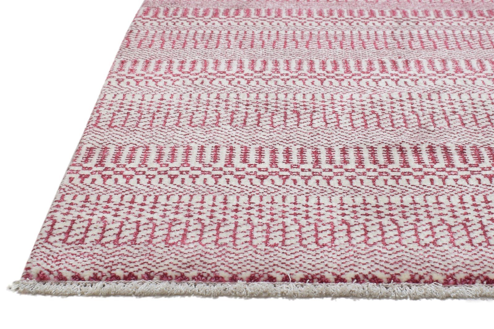 2' X 3' Rug Silk Red Modern Hand Knotted Scandinavian Grass Trellis Small Carpet   7864216584341