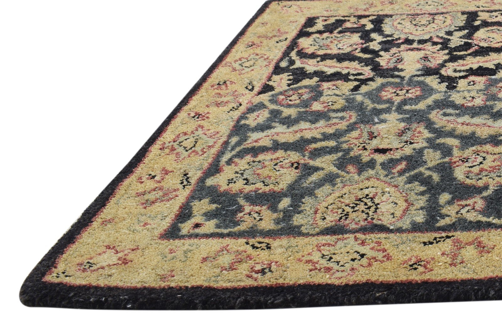 2' X 3' Rug Wool Black Persian Hand Tufted Kashan Oriental Small Carpet   7864172282005