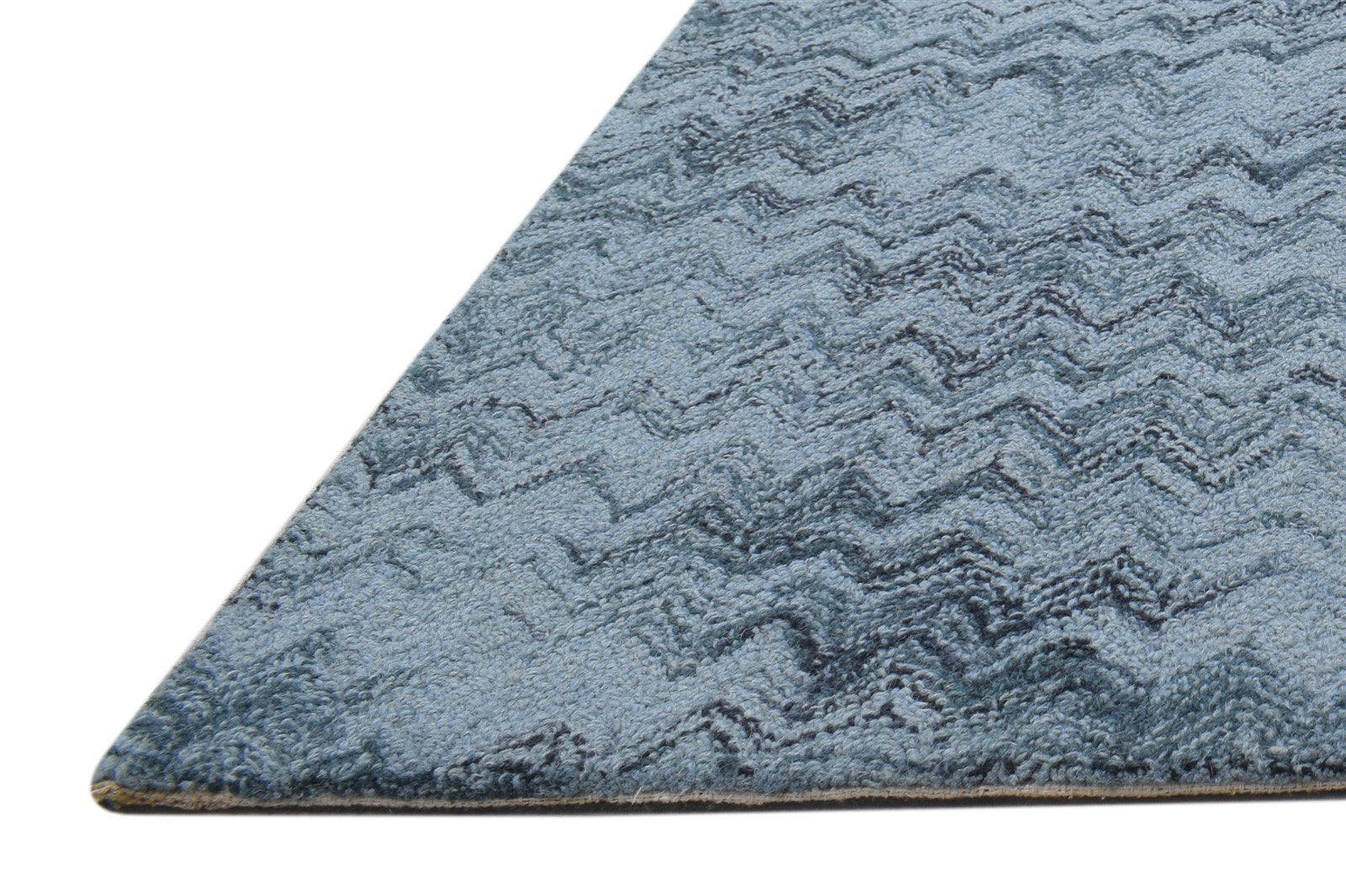 2' X 3' Rug Wool Blue Modern Hand Tufted Moroccan Chevron Small Carpet   7864141643925