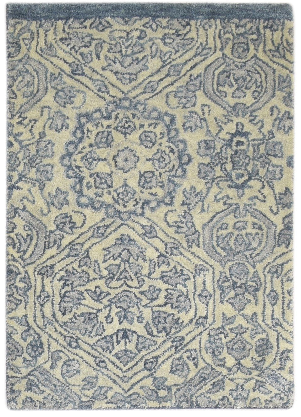 2' X 3' Rug Wool Blue Modern Hand Tufted Moroccan Trellis Small Carpet   7864136859797