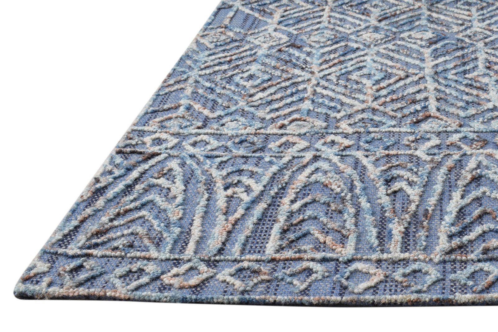 2' X 3' Rug Wool Blue Modern Hand Tufted Scandinavian Nordic Small Carpet   7865180225685