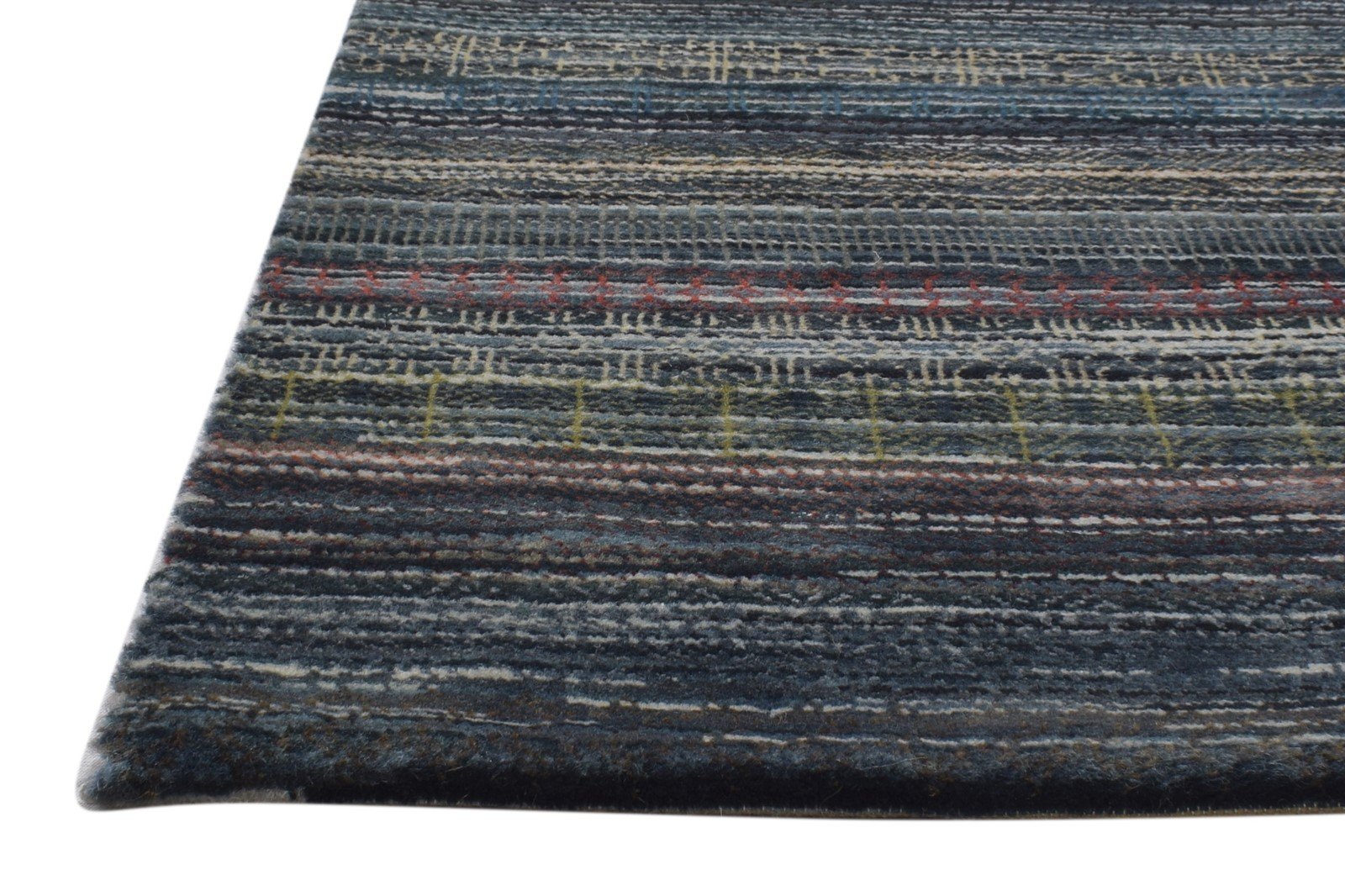 2' X 3' Rug Wool Charcoal Modern Hand Knotted Bohemian Striped Small Carpet   7864173658261