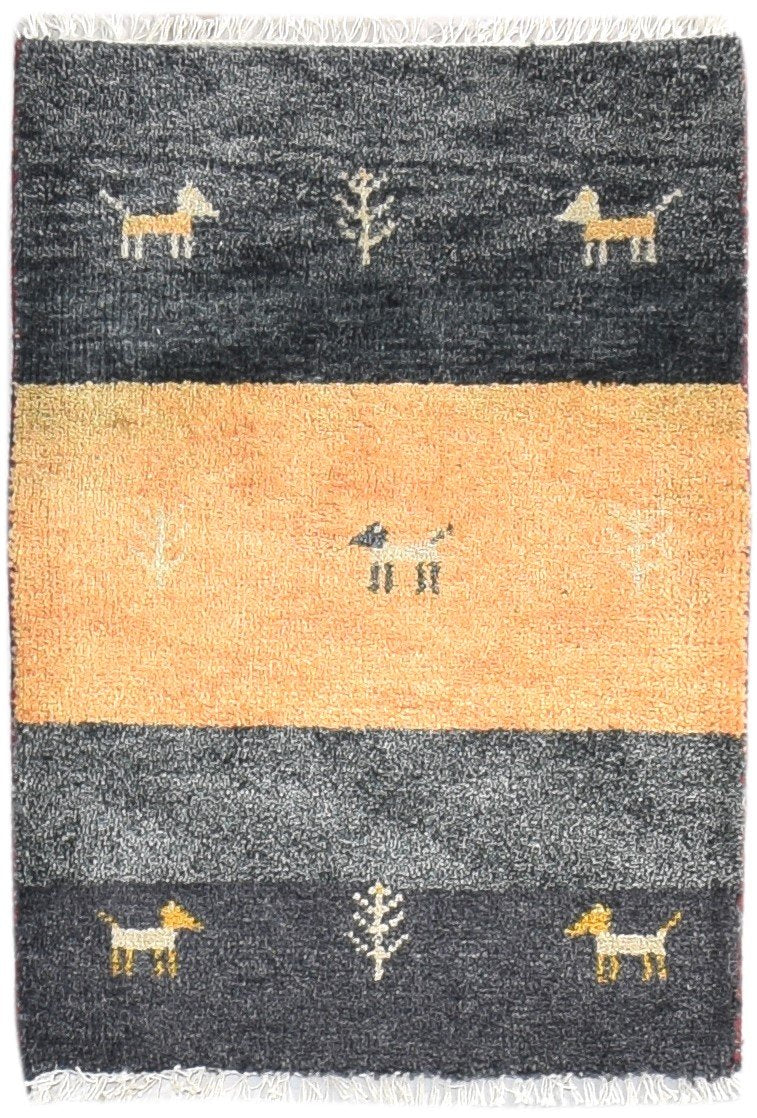 2' X 3' Rug Wool Charcoal Southwestern Hand Knotted American Tribal Small Carpet   7865062949013