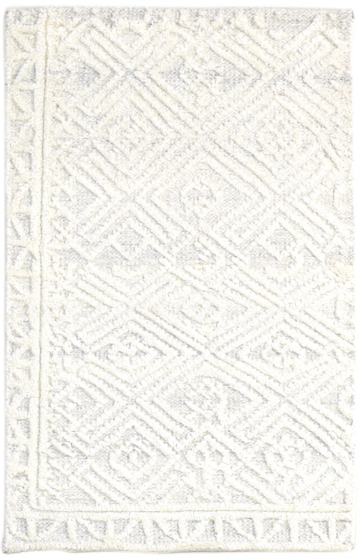 2' X 3' Rug Wool Cream Modern Hand Knotted Scandinavian Nordic Small Carpet   7865122816149