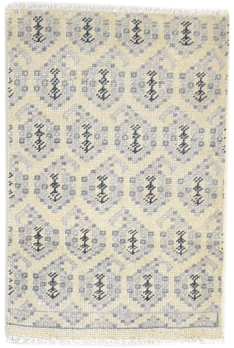 2' X 3' Rug Wool Cream Persian Hand Knotted Bokhara Oriental Small Carpet   7864118411413