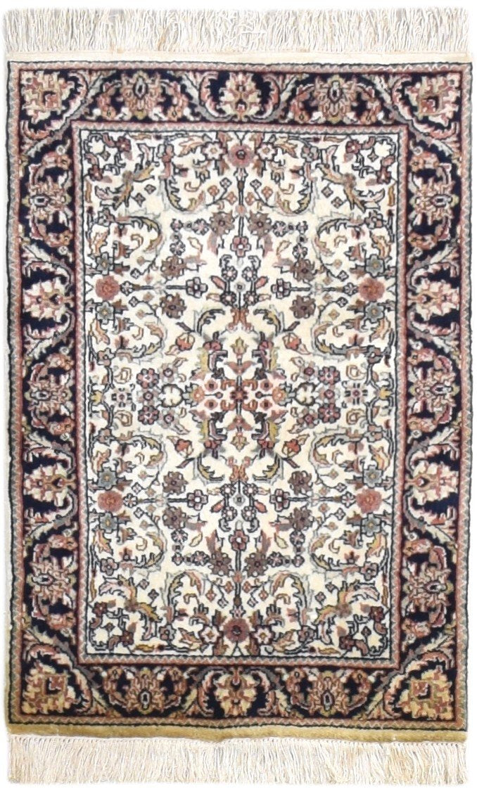 2' X 3' Rug Wool Cream Persian Hand Knotted Kashan Oriental Small Carpet   7864677662869
