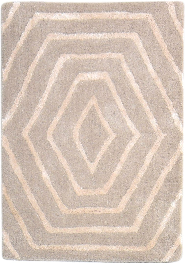 2' X 3' Rug Wool Grey Modern Hand Tufted Scandinavian Geometric Small Carpet   7865072386197