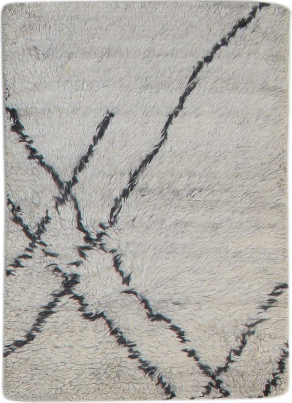 2' X 3' Rug Wool Ivory Modern Hand Knotted Moroccan Trellis Small Carpet   7860704247957