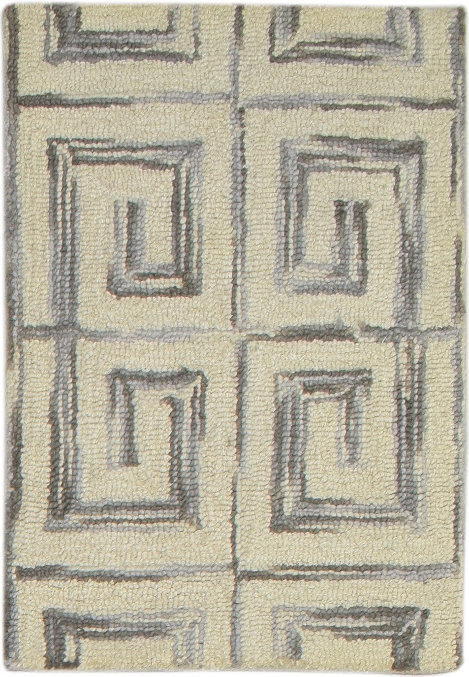 2' X 3' Rug Wool Ivory Modern Hand Tufted Scandinavian Geometric Small Carpet   7860708081813