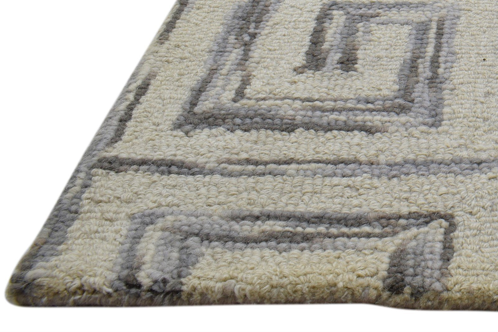 2' X 3' Rug Wool Ivory Modern Hand Tufted Scandinavian Geometric Small Carpet   7860708081813
