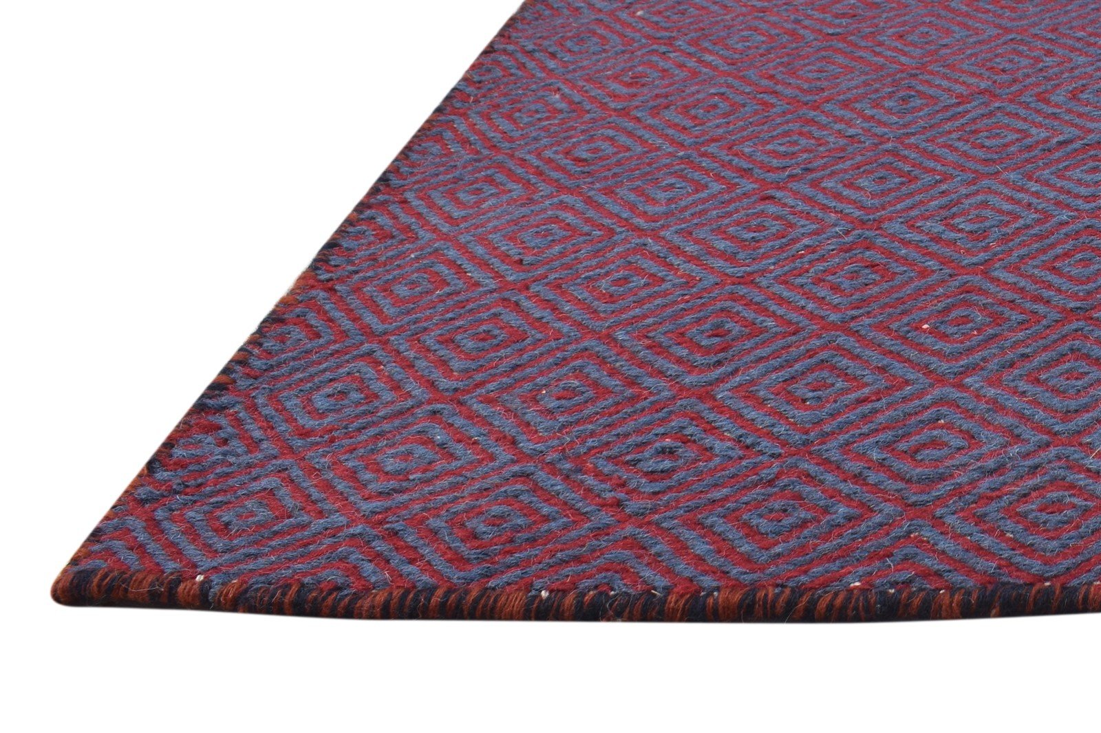 2' X 3' Rug Wool Red Modern Dhurrie Scandinavian Diamond Small Carpet   7865013829781