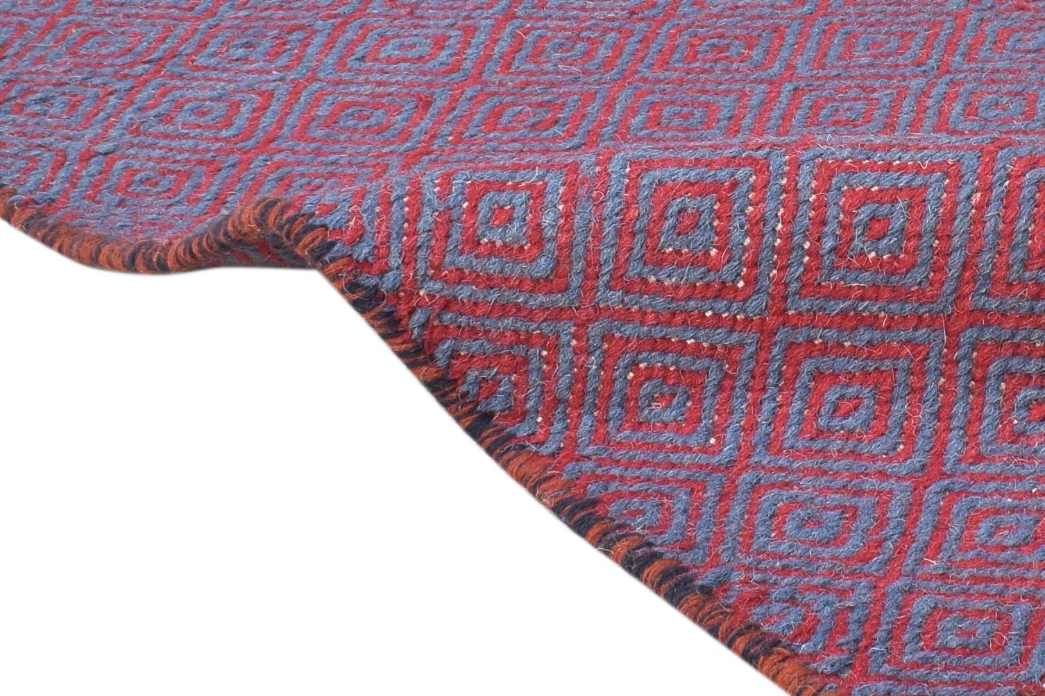 2' X 3' Rug Wool Red Modern Dhurrie Scandinavian Diamond Small Carpet   7865013829781