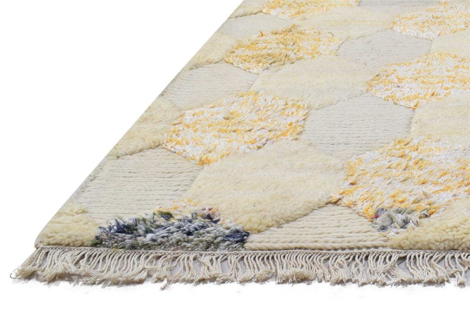 2' X 3' Rug Wool Sand Modern Hand Knotted Scandinavian Honeycomb Small Carpet   7864172839061