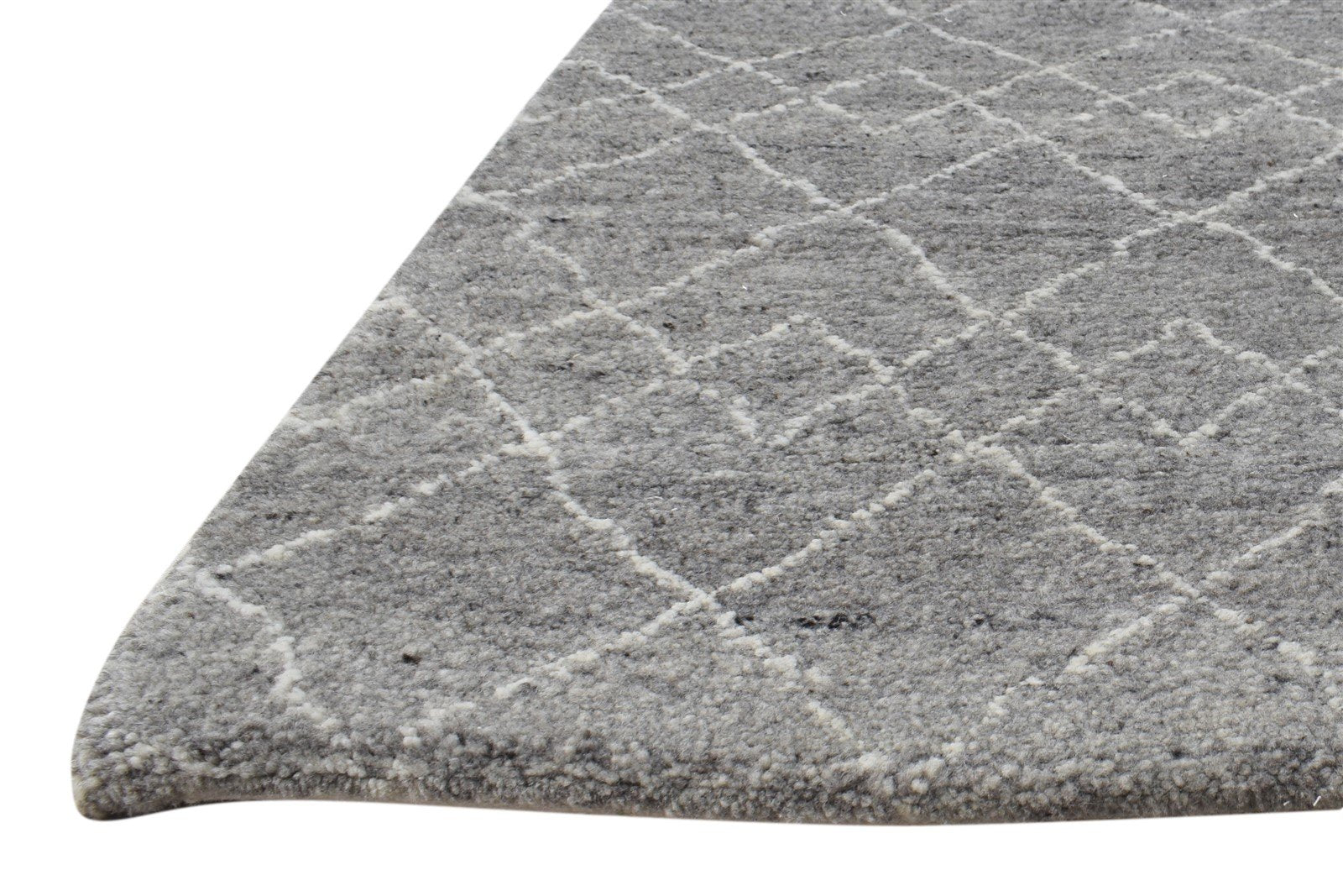 2' X 3' Rug Wool / Silk Grey Modern Hand Knotted Moroccan Diamond Small Carpet   7865051054229