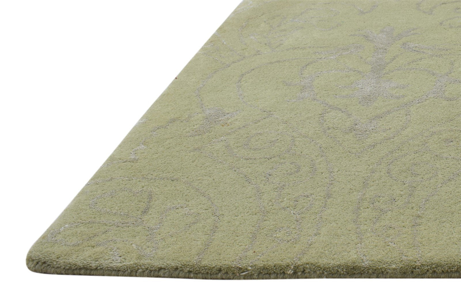 2' X 3' Rug Wool / Silk Sage Modern Hand Tufted Moroccan Damask Small Carpet   7864172544149