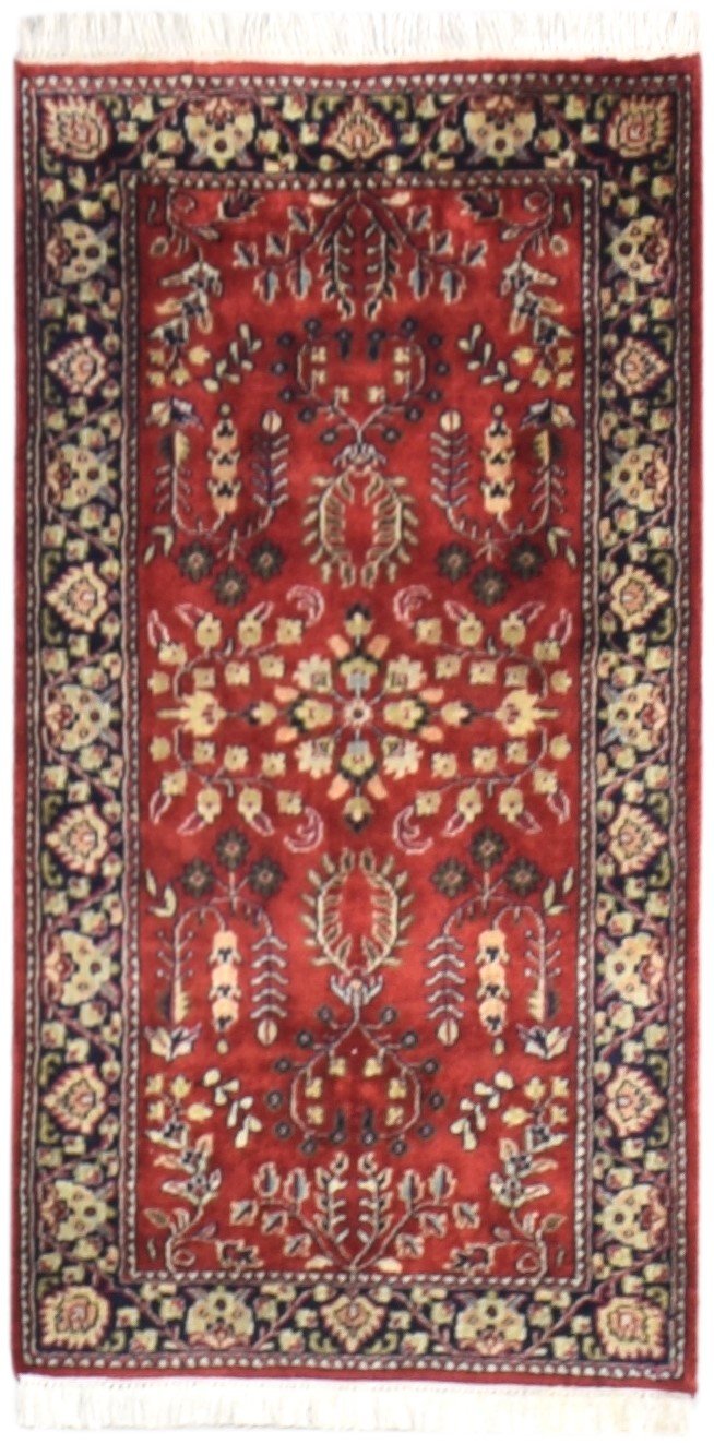 2' X 4' Rug Wool Red Persian Hand Knotted Kashan Oriental Small Carpet   7864668913813