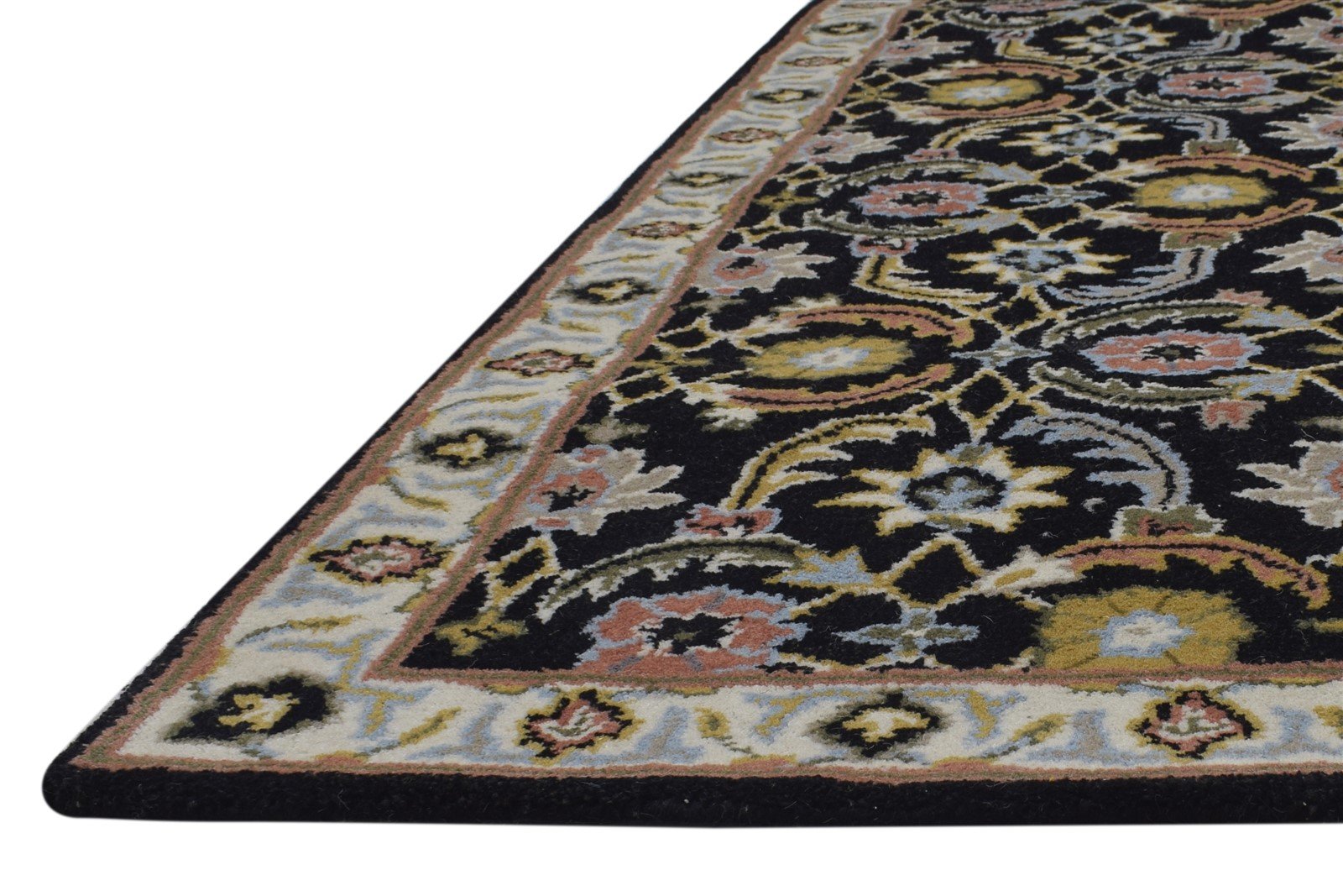 2' X 8' Rug Wool Black Persian Hand Tufted Kashan Oriental Small Runner   7864853168277