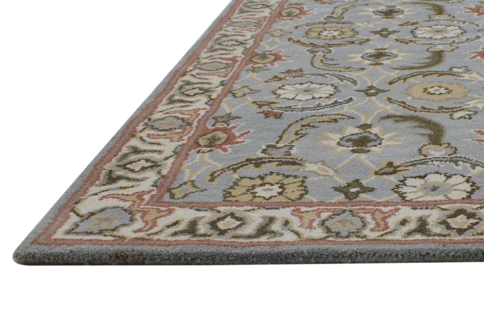 2' X 8' Rug Wool Blue Persian Hand Tufted Kashan Oriental Small Runner   7864858116245