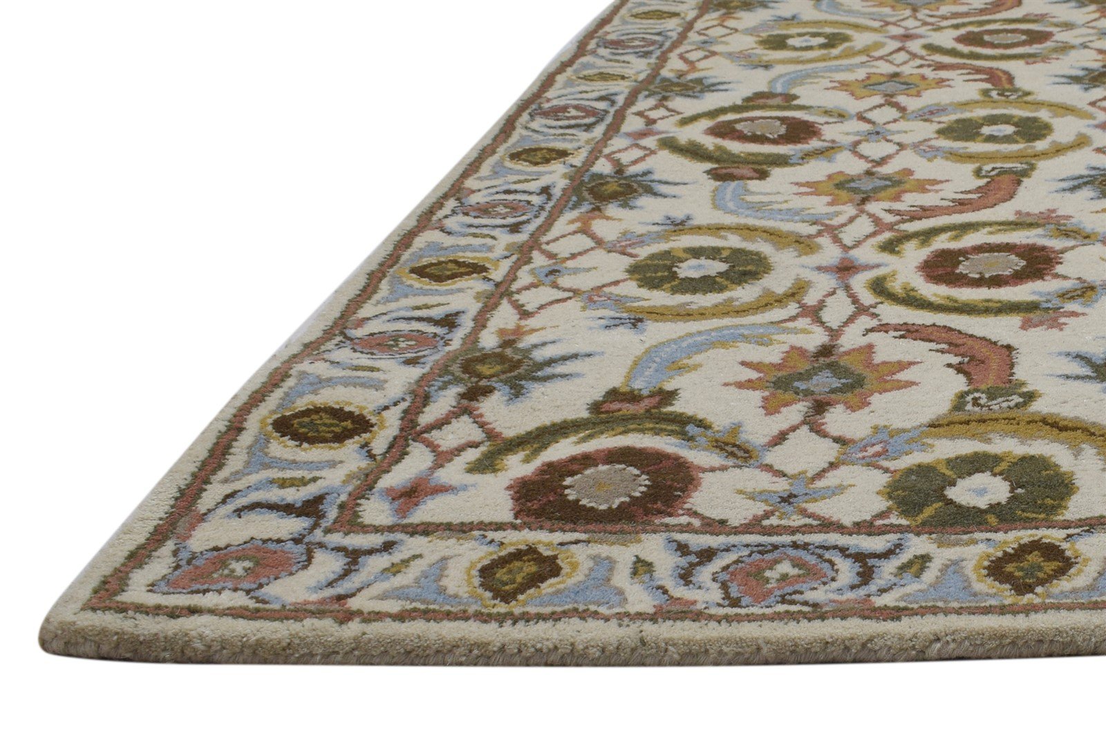 2' X 8' Rug Wool Cream Persien Hand Tufted Kashan Oriental Small Runner   7864855068821