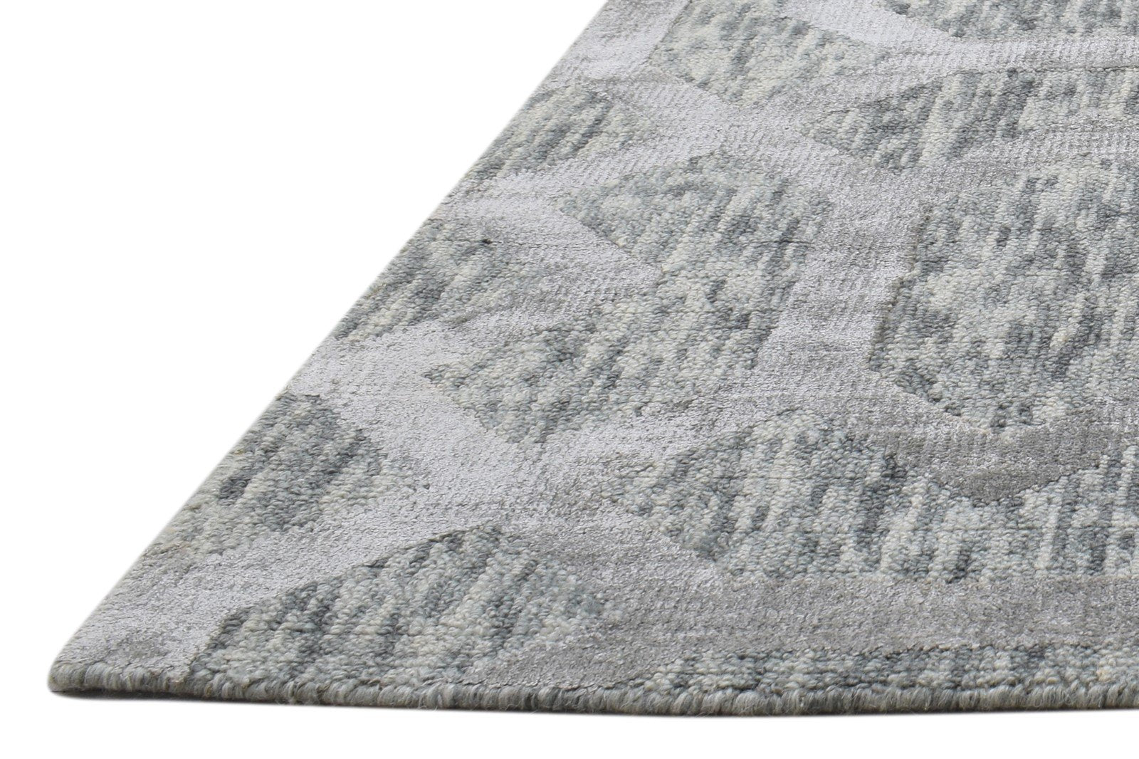 2' X 8' Rug Wool Silk Grey Modern Jacquard Loom Moroccan Trellis Small Runner   7864146526357