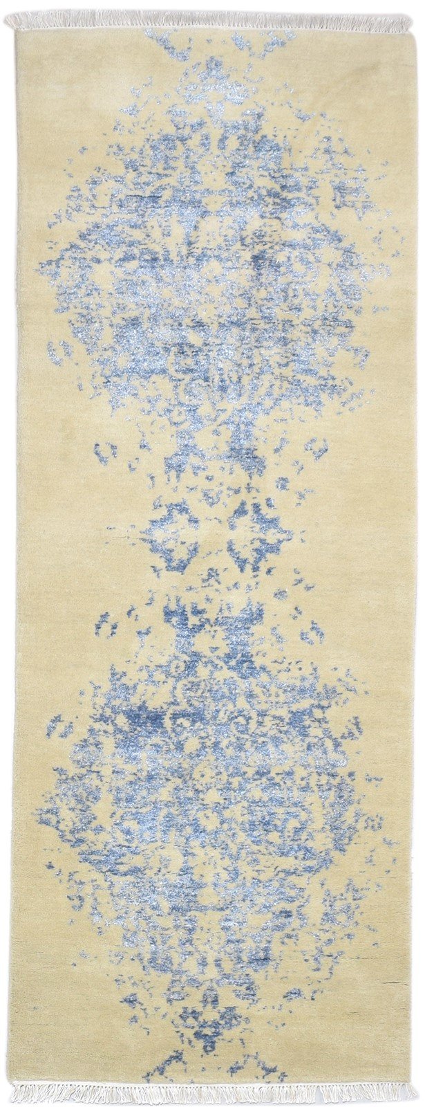 26X8 Rug Wool / Silk Beige Modern Hand Knotted Scandinavian Abstract Small   7864099864725