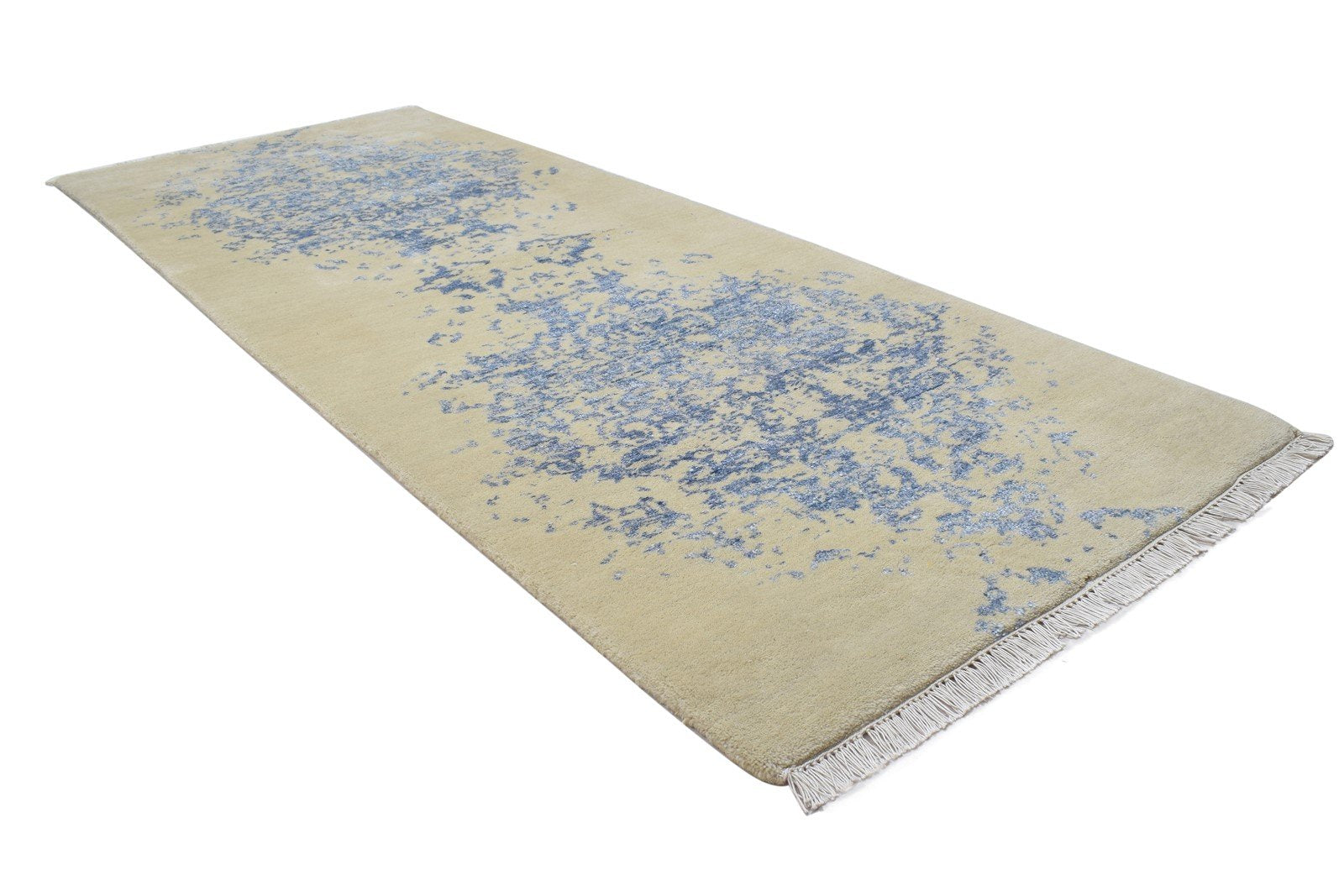 26X8 Rug Wool / Silk Beige Modern Hand Knotted Scandinavian Abstract Small   7864099864725