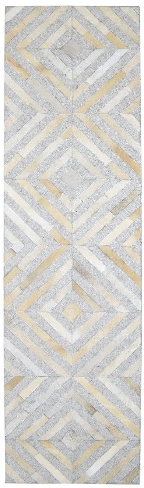 26X9 Rug Leather / Cotton Grey Modern Hand Woven Scandinavian Diamond Small   7864092459157