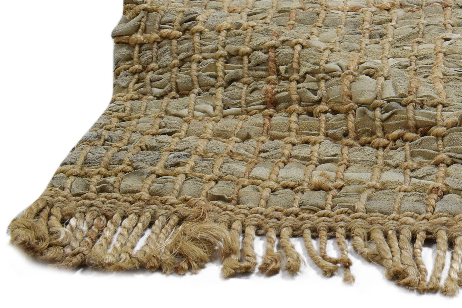 2X3 Rug Leather Cowhide Beige Modern Hand Woven Scandinavian Plaids Small Carpet   7860703199381