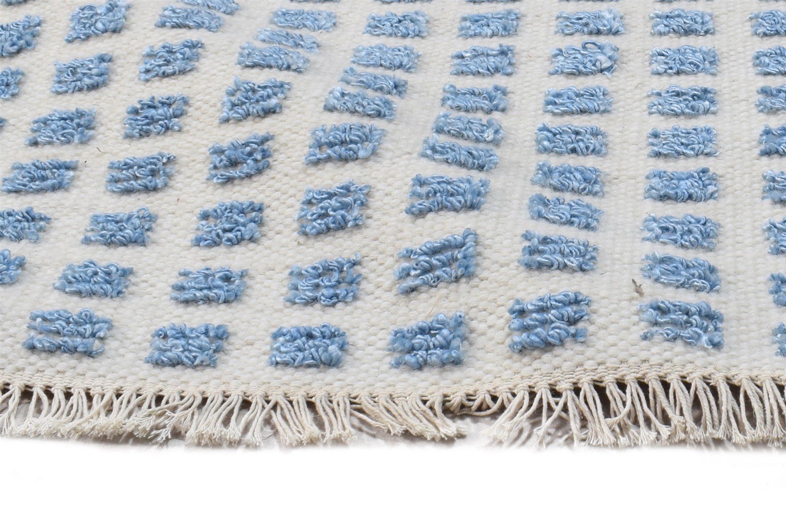 2X3 Rug New Zealand Wool Blue Modern Jacquard Loom Scandinavian Abstract Small   7865105481877