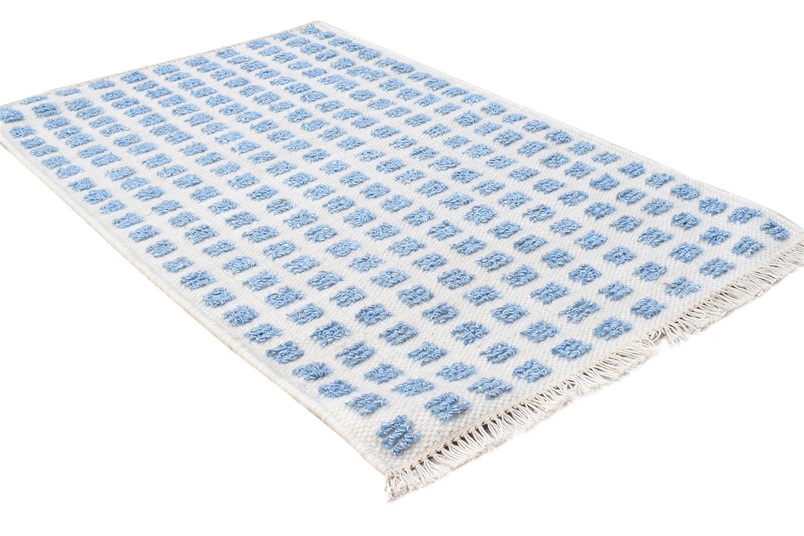 2X3 Rug New Zealand Wool Blue Modern Jacquard Loom Scandinavian Abstract Small   7865105481877