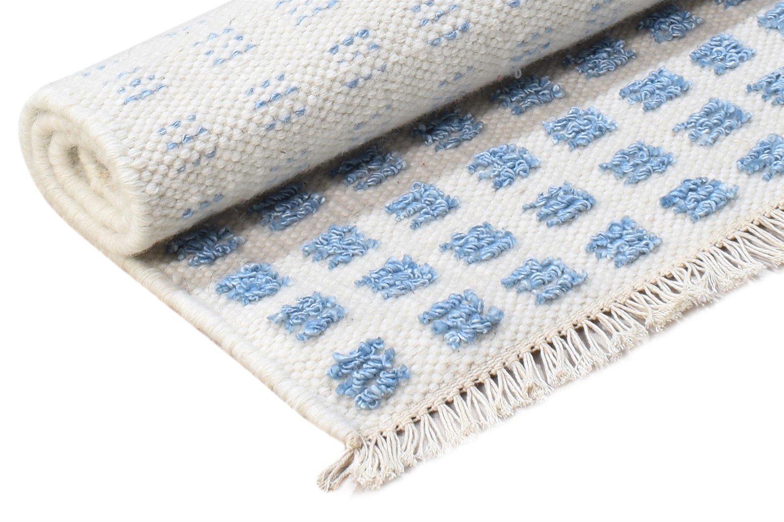 2X3 Rug New Zealand Wool Blue Modern Jacquard Loom Scandinavian Abstract Small   7865105481877