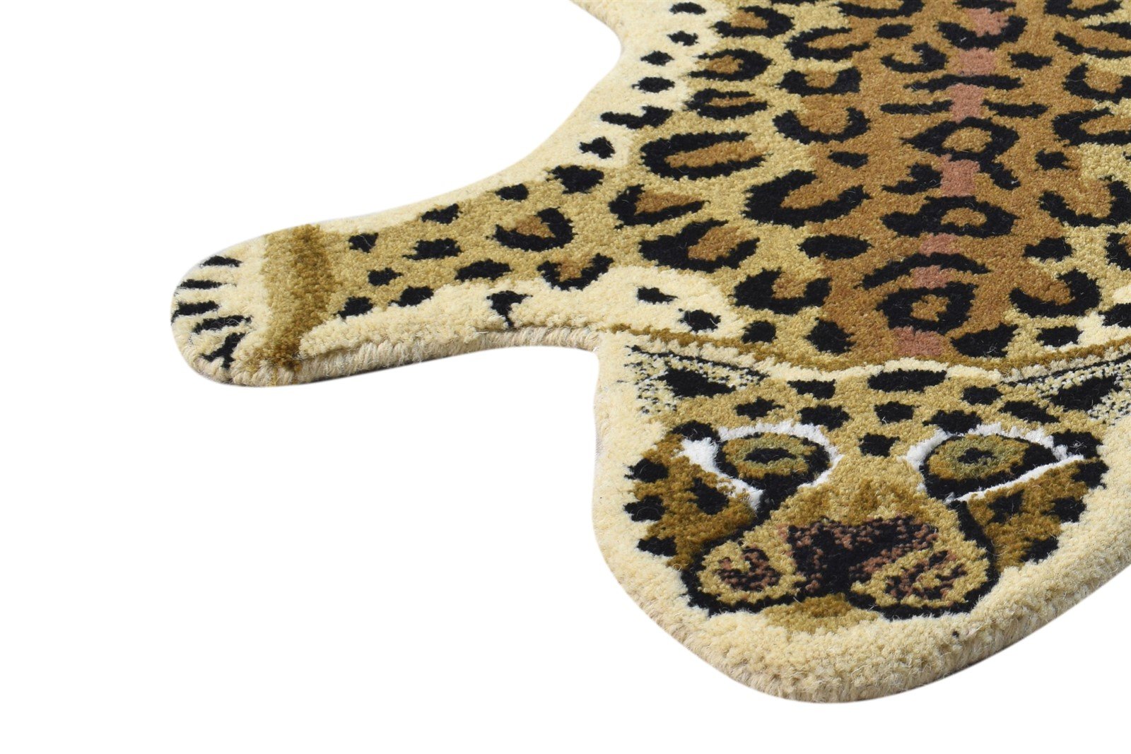 2X3 Rug Wool Brown Kids & Teens Hand Tufted Indian Leopard Print Small Carpet   7864644501653