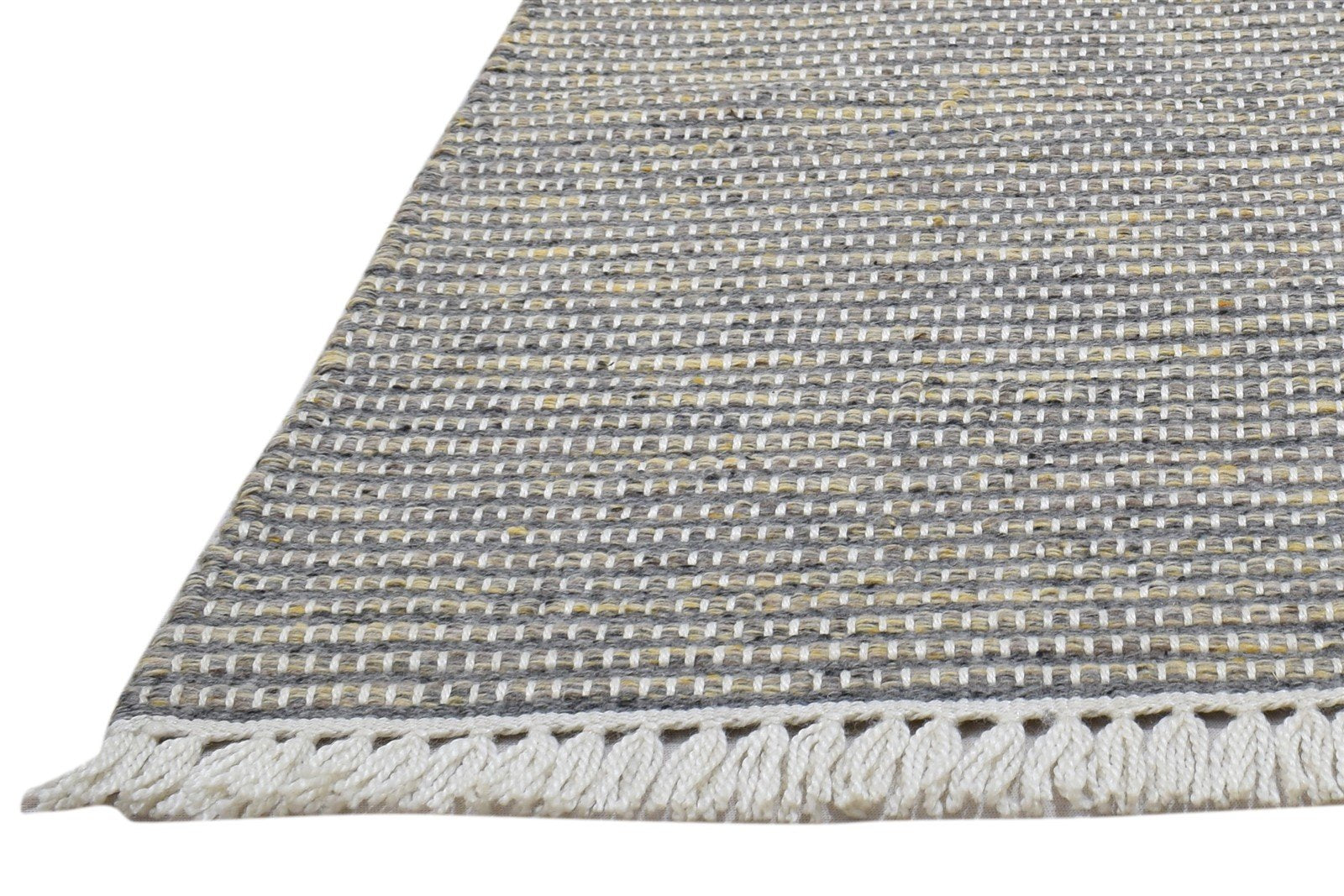 2X3 Rug Wool / Nylon Grey Modern Hand Woven Scandinavian Striped Small Carpet   7864087773333