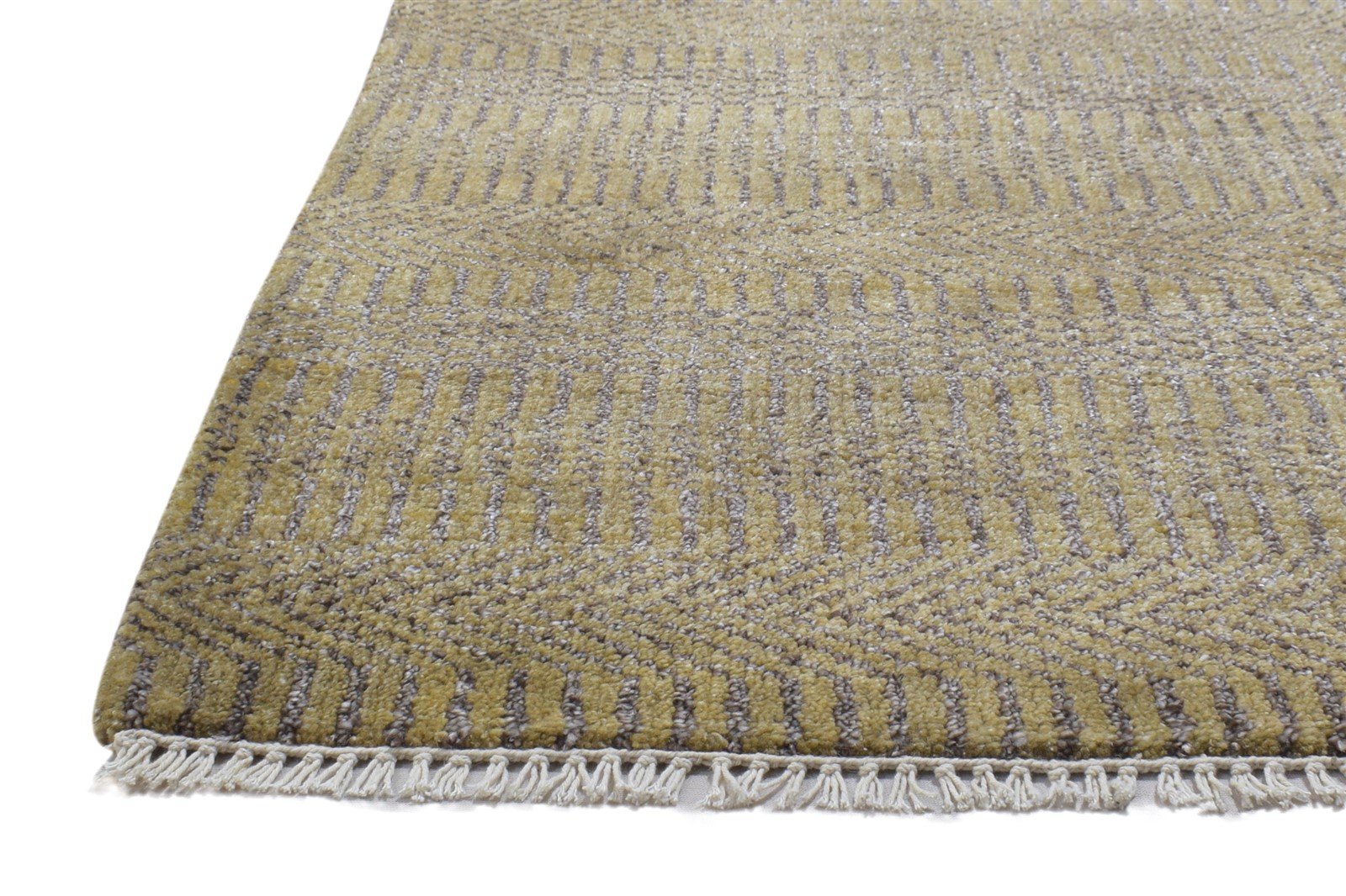 2X3 Rug Wool / Silk Beige Modern Hand Knotted Scandinavian Grass Trellis Small   7864197054613