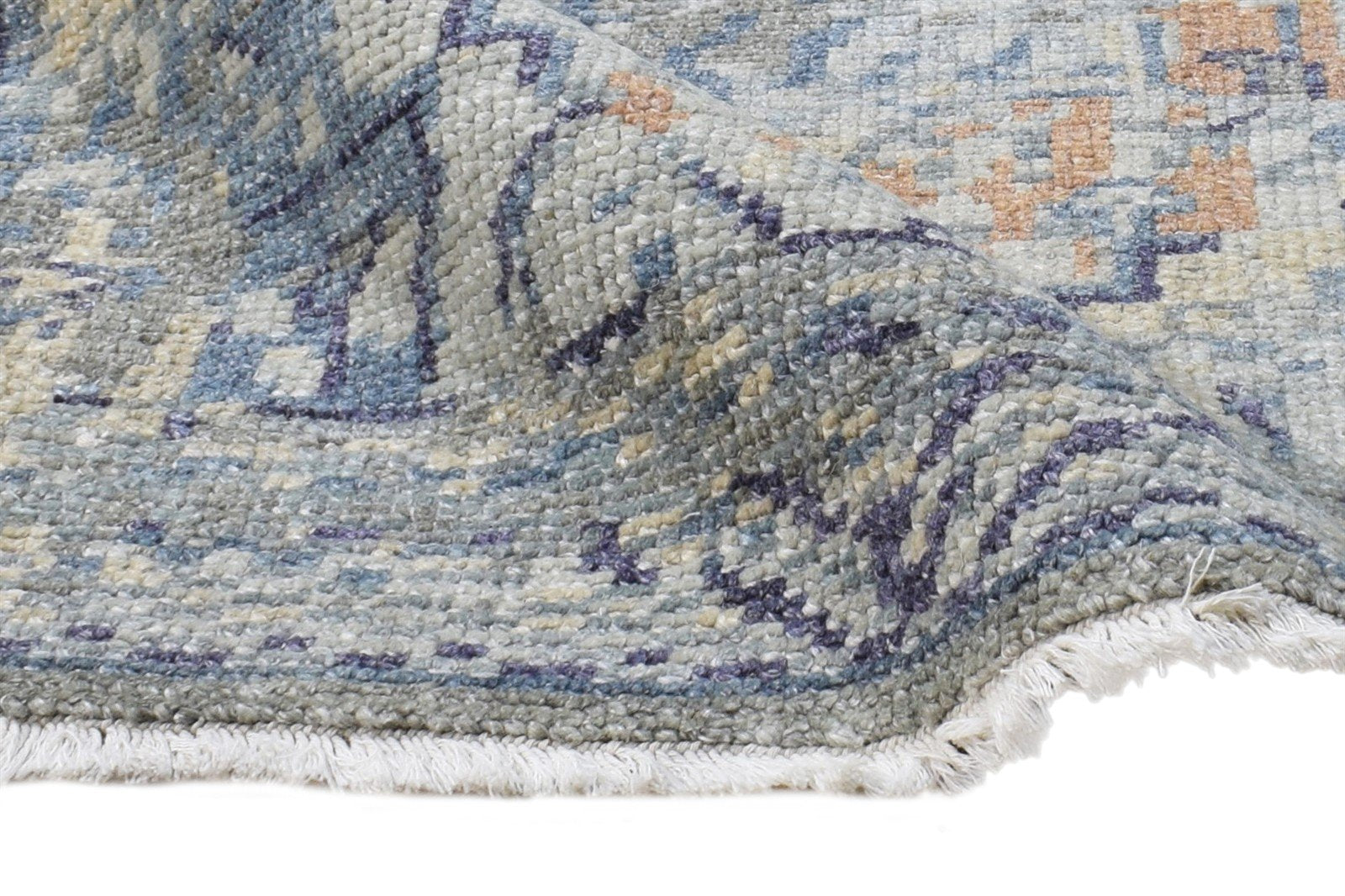 2X3 Rug Wool Silk Blue Modern Hand Knotted Heriz-Indian Abstract Small Carpet   7865144082581