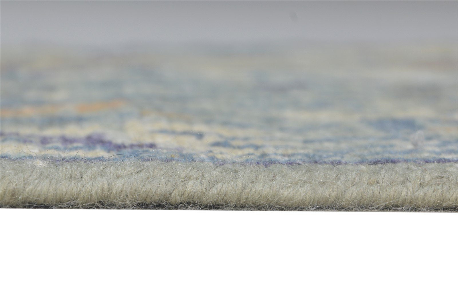 2X3 Rug Wool Silk Blue Modern Hand Knotted Heriz-Indian Abstract Small Carpet   7865144082581