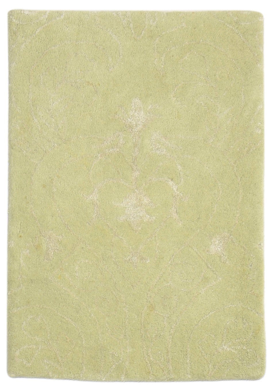 2X3 Rug Wool / Silk Green Modern Hand Tufted Scandinavian Abstract Small Carpet   7864172085397