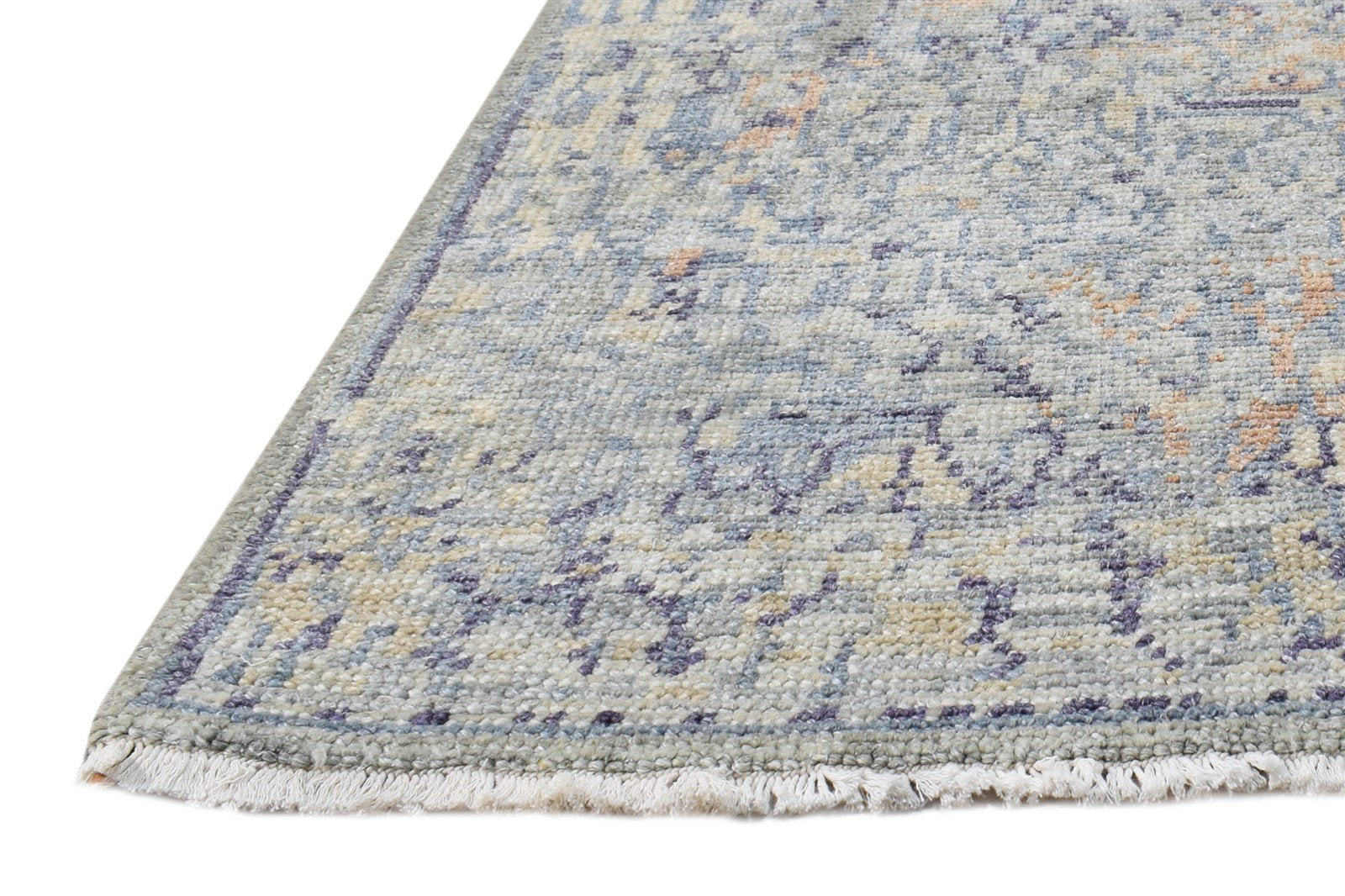 2X3 Rug Wool Silk Grey Modern Hand Knotted Heriz-Indian Abstract Small Carpet   7865143951509