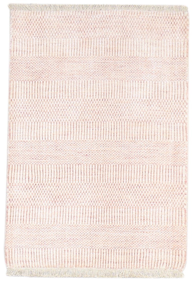 2X3 Rug Wool / Silk Pink Modern Hand Knotted Scandinavian Grass Trellis Small   7864198758549