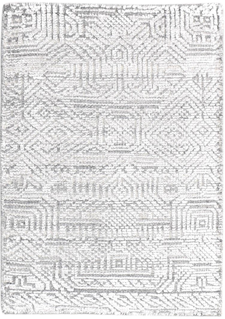 2X3 Rug Wool / Silk Silver Modern Hand Knotted Scandinavian Nordic Small Carpet   7865123242133