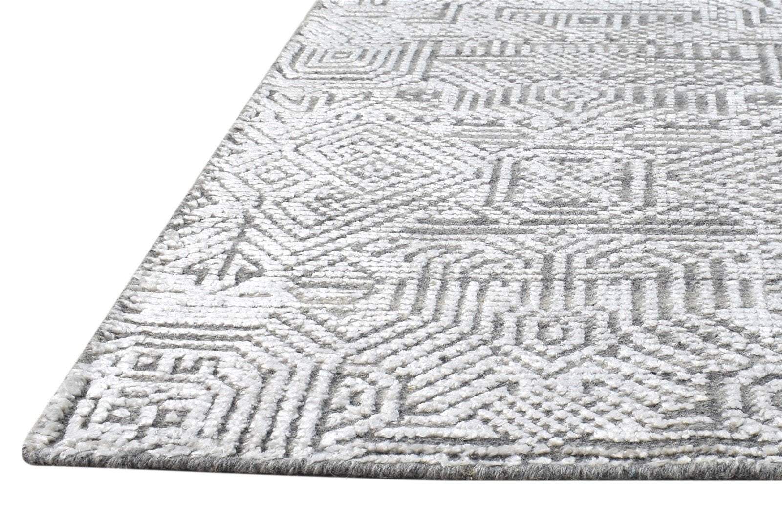 2X3 Rug Wool / Silk Silver Modern Hand Knotted Scandinavian Nordic Small Carpet   7865123242133
