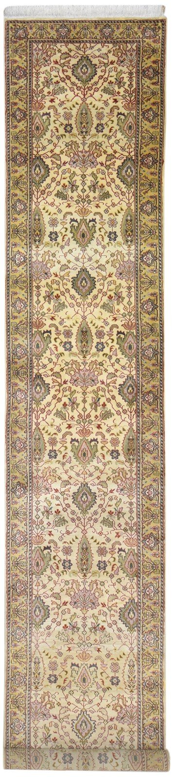3' X 13' Rug Wool Beige Persian Hand Knotted Kashan Oriental Small Runner   7864669274261