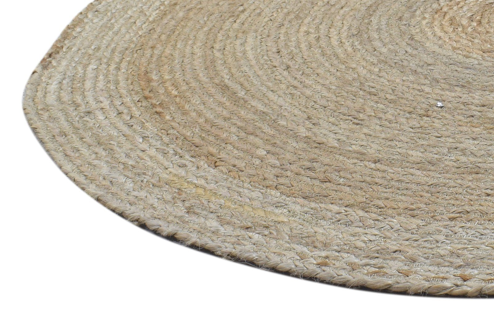 3' X 3' Rug Jute Beige Modern Hand Woven Scandinavian Circles Room Size Round   7864132927637