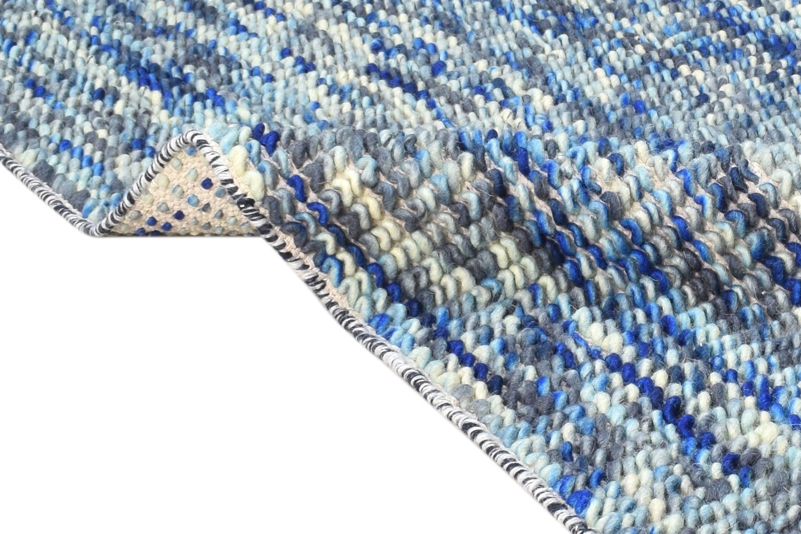 3' X 4' Rug Wool Blue Modern Dhurrie Bohemian Solid Room Size Carpet   7865012289685