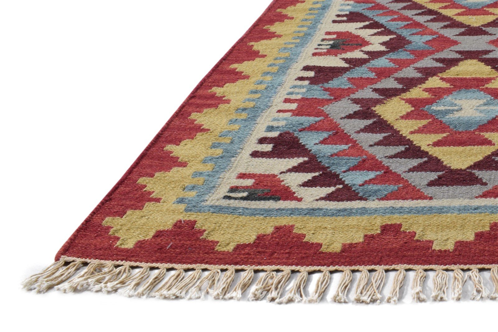 3' X 4' Rug Wool Red Southwestern Dhurrie American Tribal Small Carpet   7865081364629
