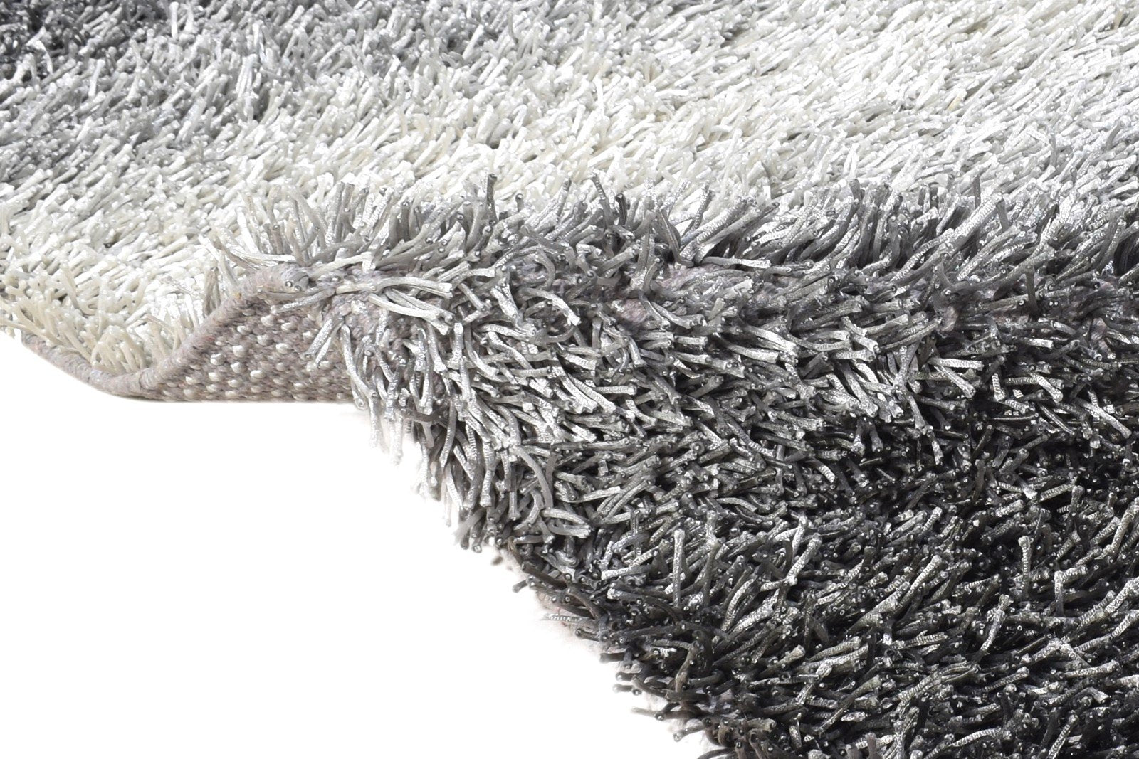 3' X 5' Rug Polyester Charcoal Shag Hand Woven Scandinavian Solid Small Carpet   7865109577877