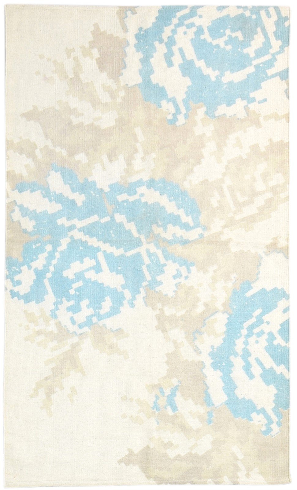 3' X 5' Rug Wool Beige Transitional Dhurrie European Floral Room Size Carpet   7864669864085